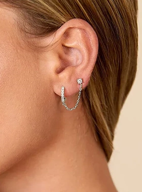 Aesthetic 1PC Tassel Hoop Earrings for Women Unique Shiny