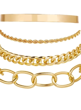 Bohemian Metal Chain Bracelet Set For Women Geometric Gold