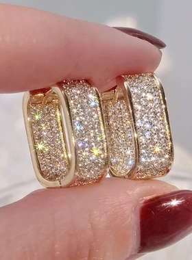 Bling Bling CZ Hoop Earrings for Women Luxury Gold