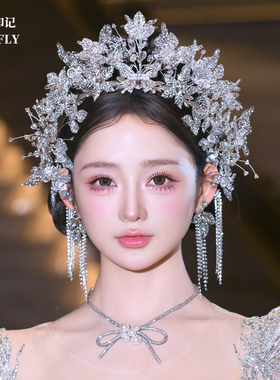 新娘婚纱皇冠头饰白纱王冠发饰闪钻高端重工公主大气显脸小高级感