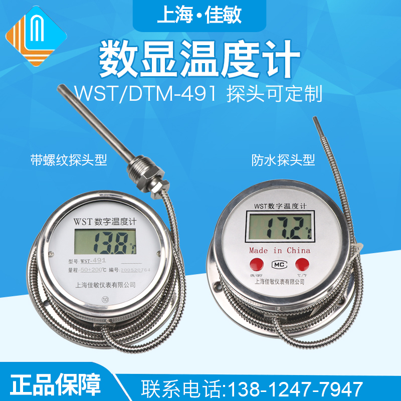 精密数显温度计WST/DTM491高精度酸碱温度表工业防水水温表测温仪