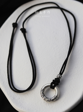 999足银平安扣项链男女复古百搭