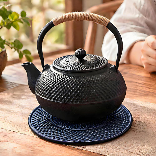 铸铁壶垫日式壶承茶桌隔热垫铁壶底座圆形耐高温餐垫复古防烫壶托 - 图2