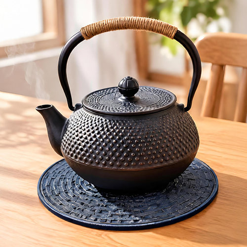 铸铁壶垫日式壶承茶桌隔热垫铁壶底座圆形耐高温餐垫复古防烫壶托 - 图3