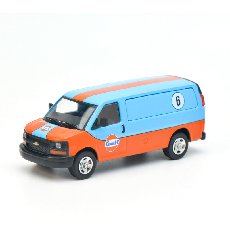 596Model 1:64雪佛兰警车面包车VAN GULF海湾石油/DHL仿真合金-图3