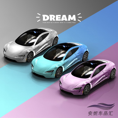 Dream1:64特斯拉Roadster概念车TM model 3仿真警车合金汽车模型-图0