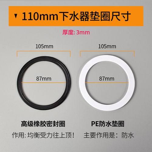 水槽配件 厨房提笼下水器 螺纹垫圈/密封圈 直径11CM 黑白防水垫 - 图1