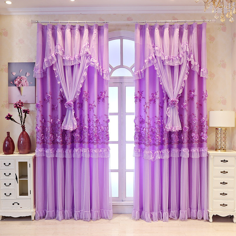 双层布纱一体蕾丝飘窗小清新梦幻双层成品网红公主风绣花定制窗帘,淘宝优惠券,粉丝福利购,淘宝优惠卷