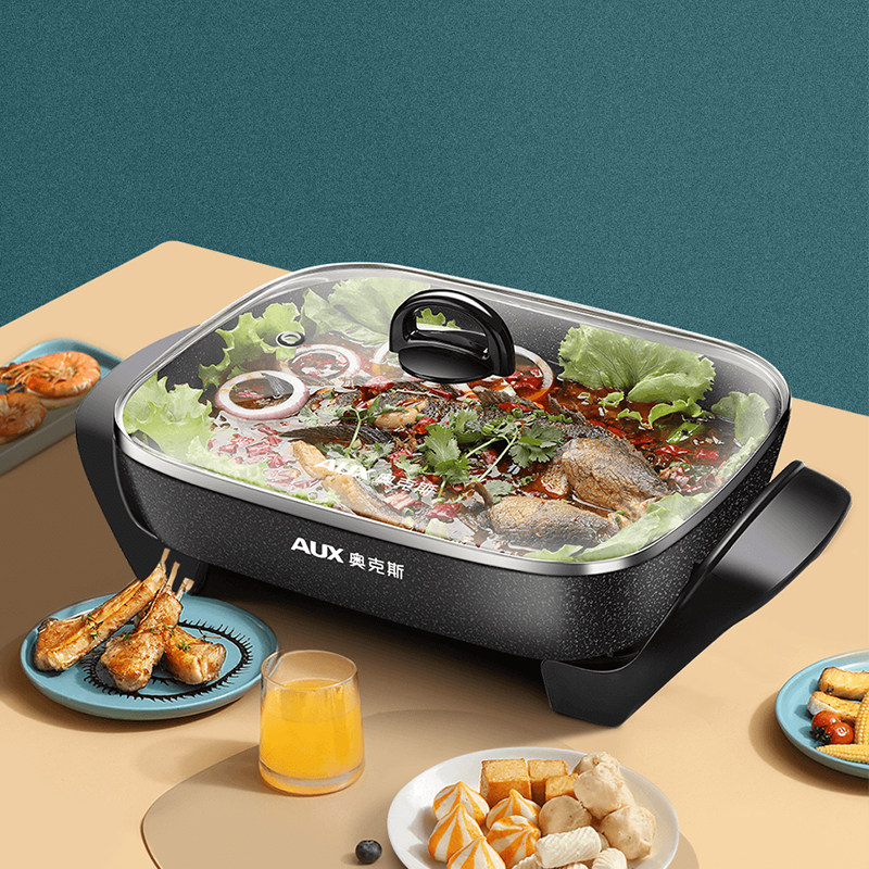 奥克斯烤鱼商用电火锅家用烧烤锅 联奥电器烤串机/电烤炉