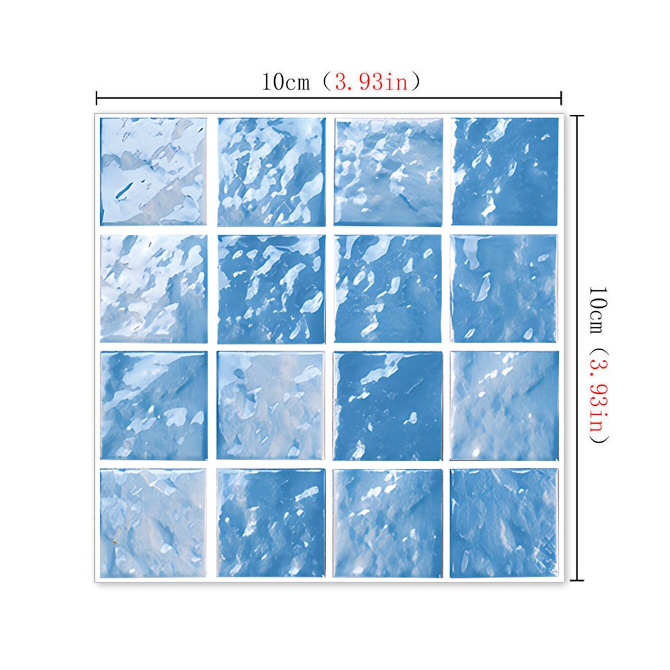 一套10片高亮水晶水波纹马赛克卫生间防水自粘贴纸厨房防油耐高温 - 图3
