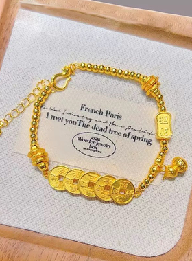 钛钢手链钛钢材质五帝钱葫芦手链