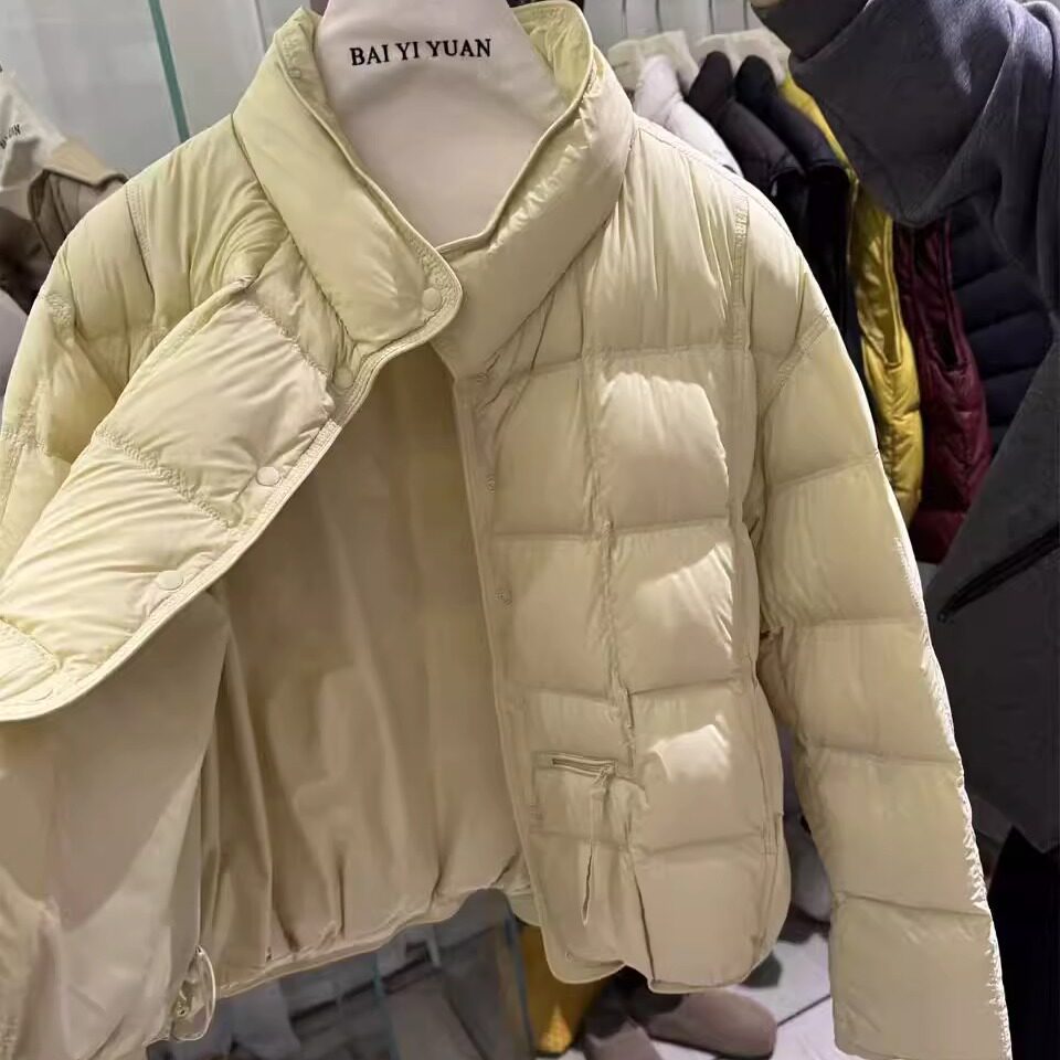 小个子轻薄短款羽绒服女2025冬季新款时尚立领显瘦白鸭绒保暖外套