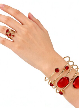 金属风臂环时尚花朵树叶手环女镶钻可伸缩臂镯高级感手镯敦煌元素