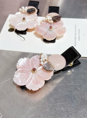 JIALI樱花粉色贝壳花发夹