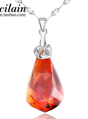 红色吊坠锁骨链女奥地利水晶