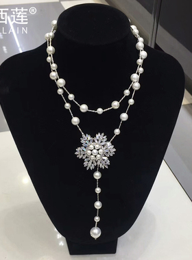 韩版优雅满天星贝珠水晶秋冬项链