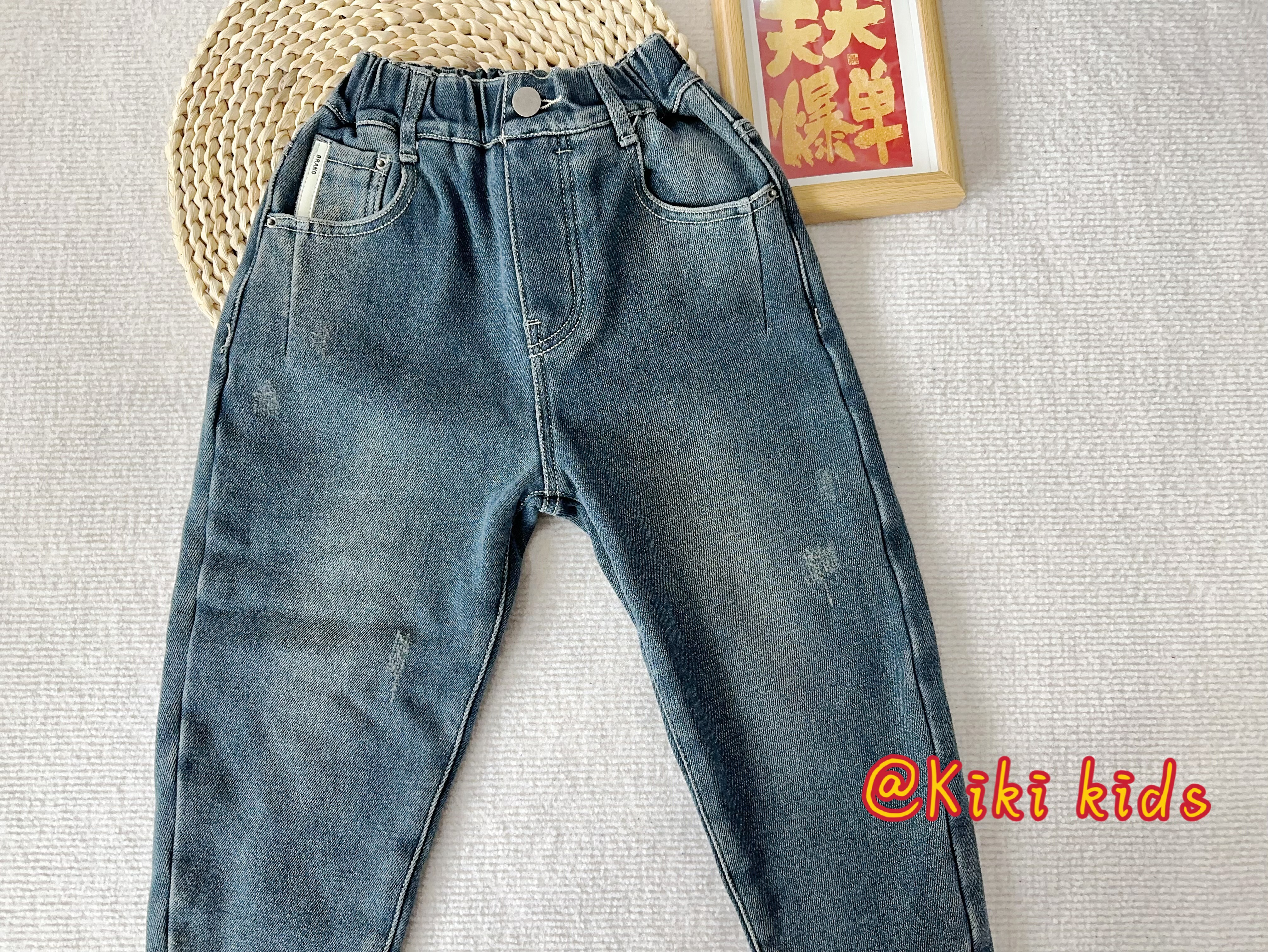 Kiki家25冬断码清货男童加绒牛仔裤 韩版小智同学百搭休闲哈伦裤,淘宝优惠券,粉丝福利购,淘宝优惠卷
