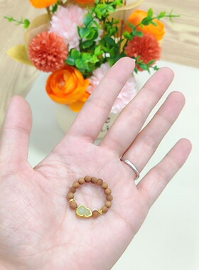 芭比檀葫芦戒指4mm新中式国风时尚文玩佛珠女生指环尾戒生日礼物