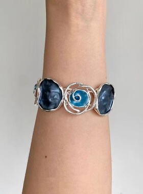 「海上玫瑰」古着蓝色镂