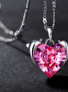 欧美水晶双鱼座吊坠项链