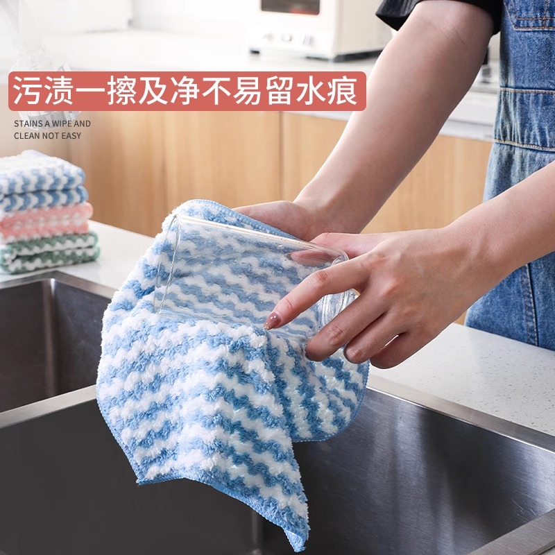 不沾油抹布吸水洗碗布厨房专用不易掉毛毛巾加厚擦桌子懒人百洁布-图1