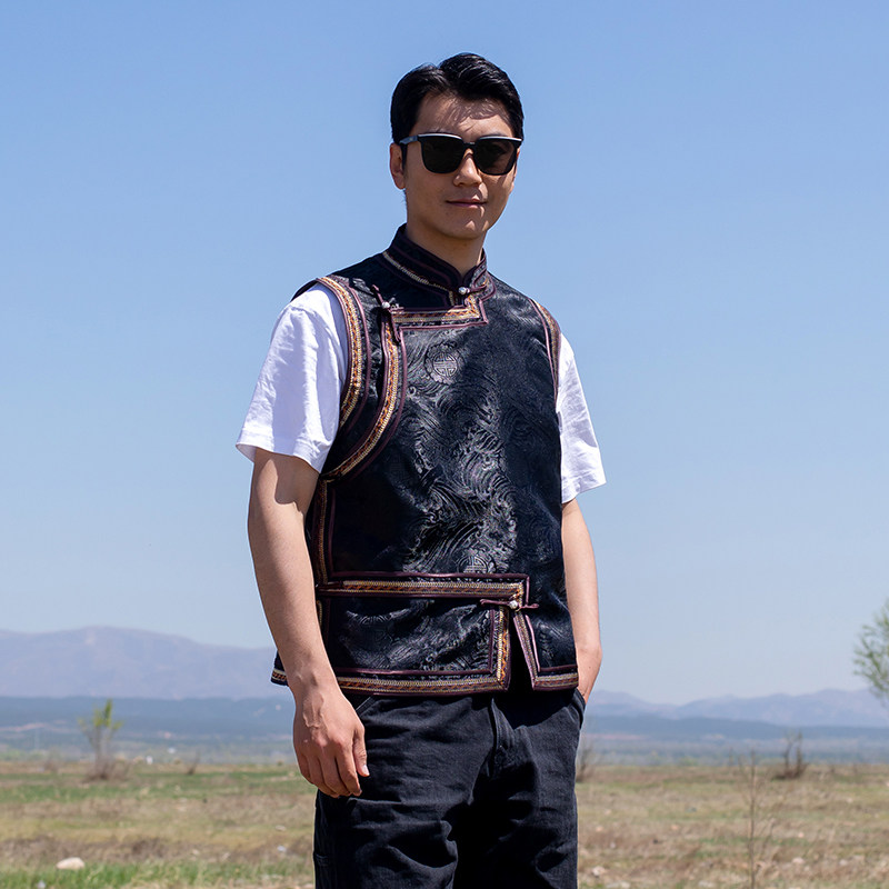 蒙美人蒙古元素马甲男立领少数民族新品蒙古族服装传统马夹短款,淘宝优惠券,粉丝福利购,淘宝优惠卷