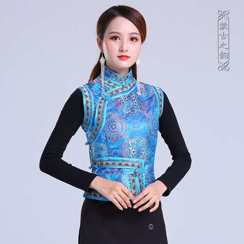 蒙古元素马甲女士立领盘扣蒙古马甲夹坎肩现代时尚蒙族日常生活装 - 图2