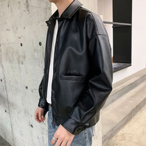 Leather clothes mens coat spring autumn season Pike PU leather jacket loose 100 hitch-handsome and casual youth locomotive service boomer card