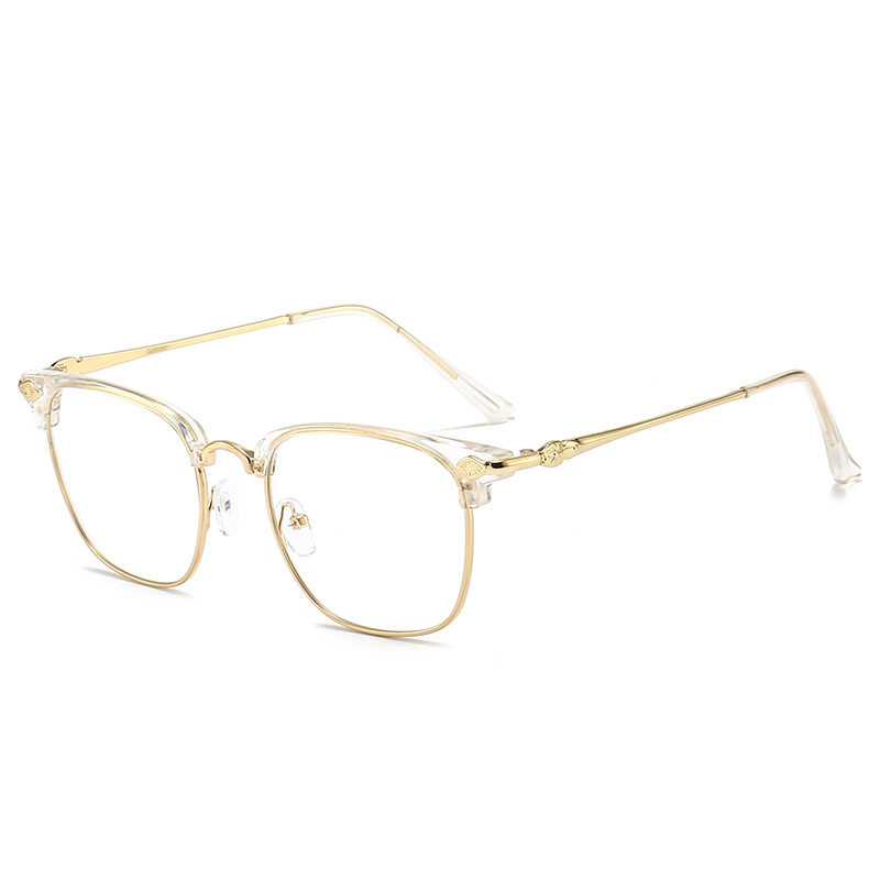 新款防蓝光平光镜时尚半框金属框架镜配近视镜框架,淘宝优惠券,粉丝福利购,淘宝优惠卷