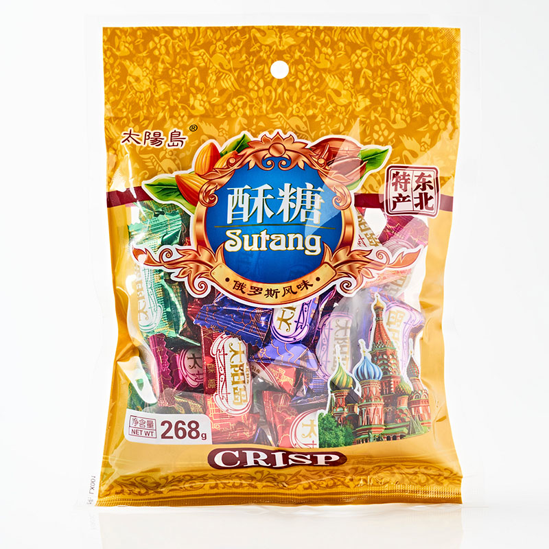 太阳岛酥糖中国哈尔滨市大陆黑龙江省袋装特产东北糖果2袋*268g - 图0