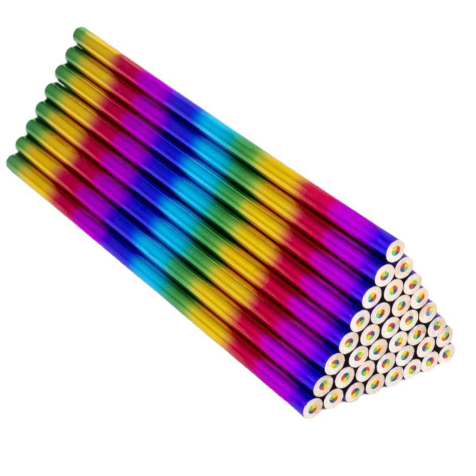 彩虹铅笔闪粉五彩橡皮头小学生一年级二年级不用削2b铅笔文具用品,淘宝优惠券,粉丝福利购,淘宝优惠卷