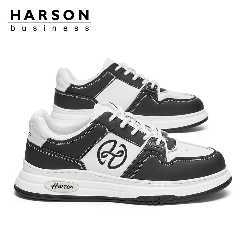 哈森男鞋秋季休闲板鞋鞋子男2025新款软底运动鞋百搭增高小白鞋男 - 图1