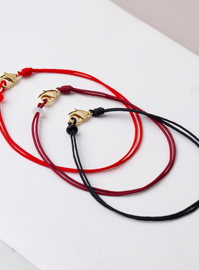 手链成品穿金配饰女士情侣手绳简约DIY蜡皮绳红色本命年手工编织