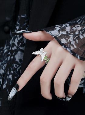 新中式国风破碎感蝴蝶滴胶戒指女小众设计冷淡风高级轻奢开口指环