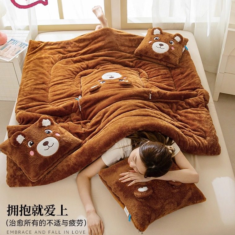 新款加绒加厚长毛绒抱枕被子学生宿舍二合一午休车载靠垫被可机洗,淘宝优惠券,粉丝福利购,淘宝优惠卷