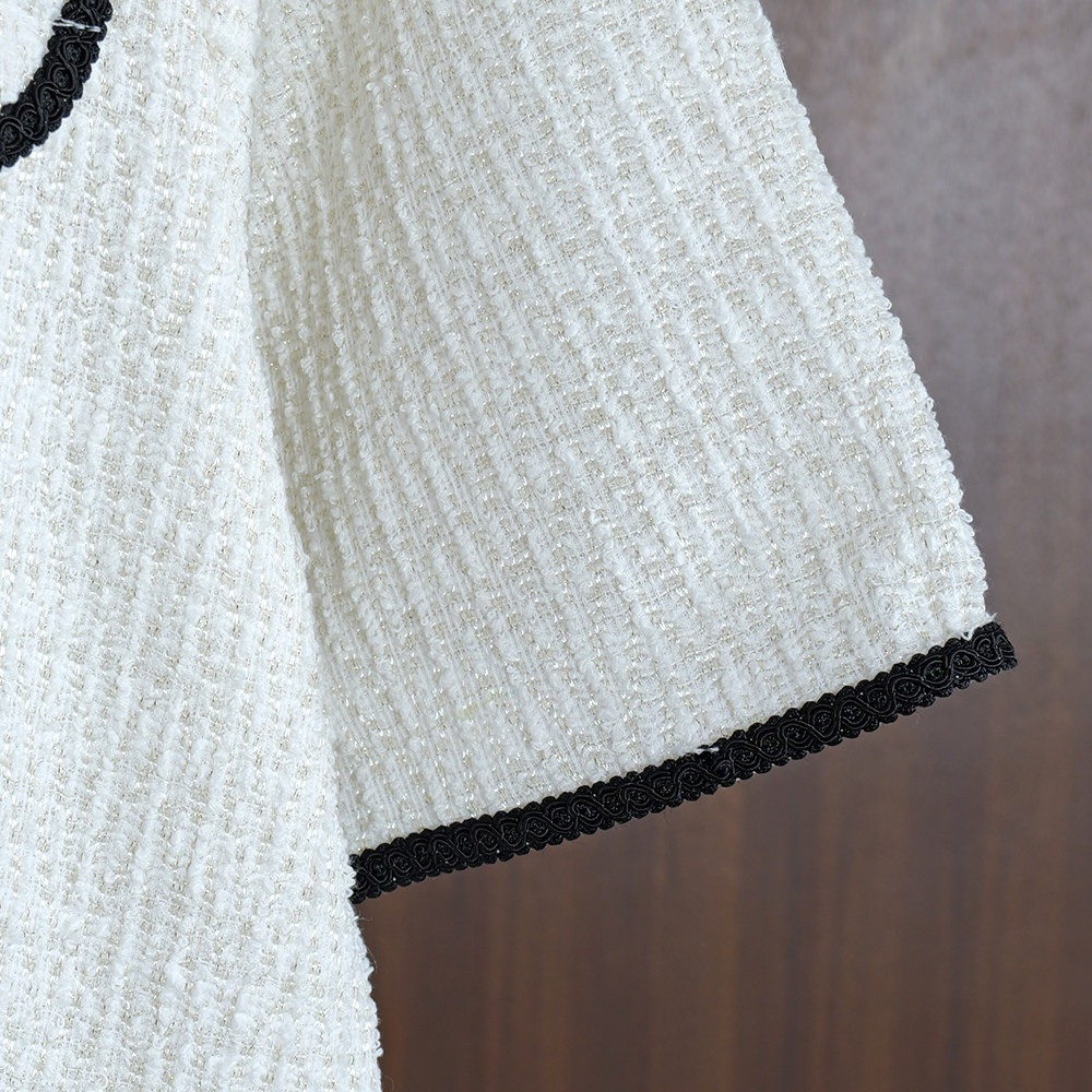 2026年春秋款新品女装中长款拼色圆领短袖钉珠连衣裙子修身简约潮,淘宝优惠券,粉丝福利购,淘宝优惠卷