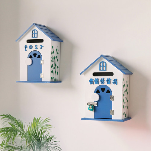 田园风格家居摆设幼儿园信箱摄影道具木制邮箱意见箱小木屋装饰品 - 图2