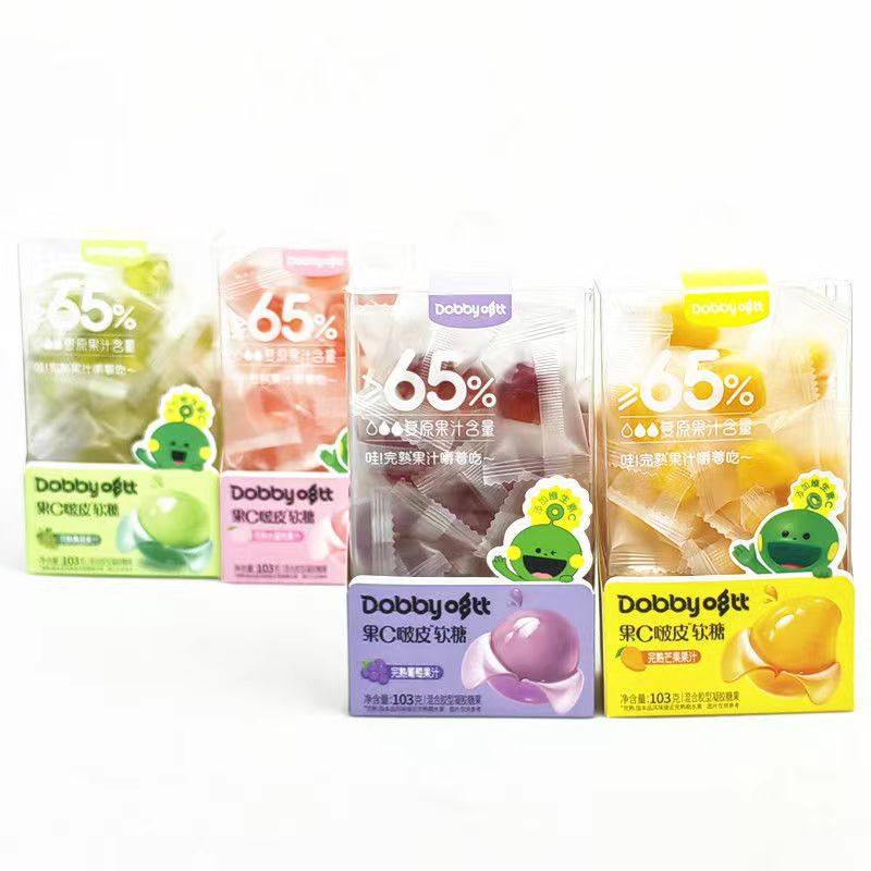 Dobby哆比果C啵皮完熟果汁软糖103g扒皮夹心剥皮软糖喜糖水果糖 - 图3