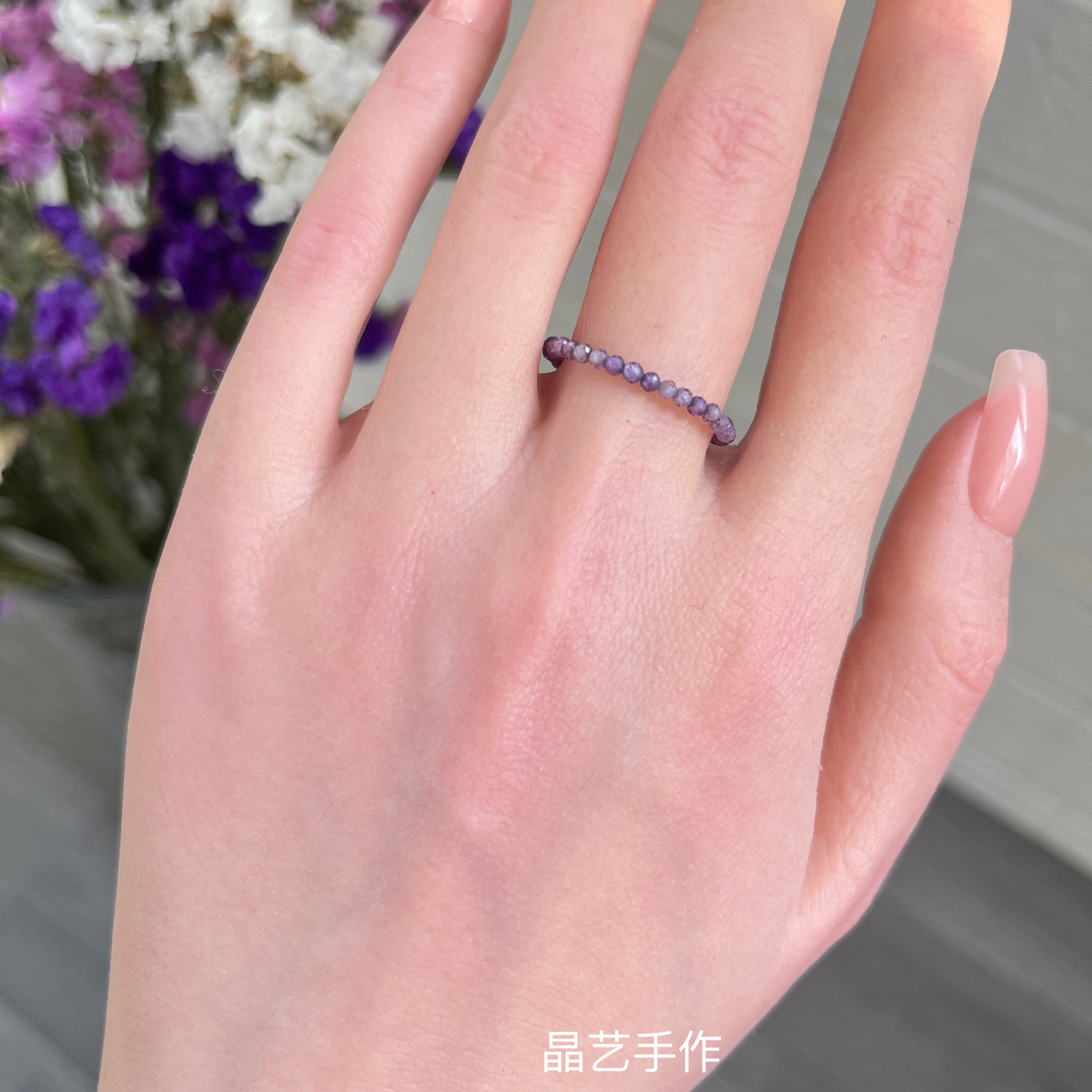 Ultra-fine natural crystal spinel garnet aquamarine black hair ring crystal couple ring citrine amethyst