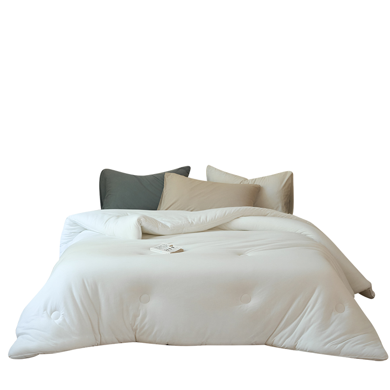 无甲醛 A类全棉天竺棉白色春秋被子 保暖贴身针织棉双人加厚冬被 - 图3