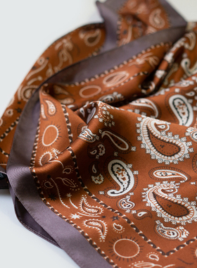 阿美咔叽复古男士丝巾扣套装佩斯利纹小方巾英伦领巾腰果花小围巾