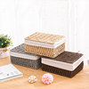 Rattan storage basket with lid, cosmetics and miscellaneous storage box
