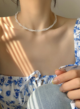 Pearl necklace woman覆古气质珍珠项炼女小众设计锁骨炼短款颈炼