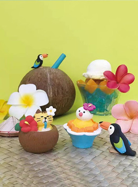 海岛度假猫咪聚会趴可爱摆件