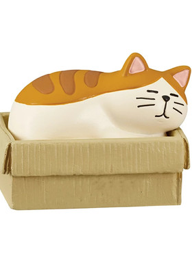 日式风睡颜虎纹猫咪回形针小摆件