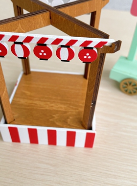 猫部杂货日式木质小吃摊系列雪糕车微缩场景道具迷你布景摆件