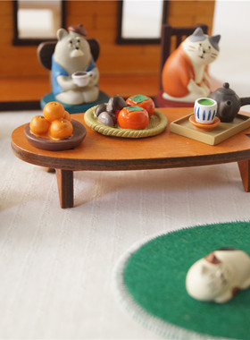 日式木质小桌子DIY摆件实木圆桌