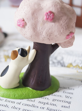 猫部杂货日式风树下微场景摆件