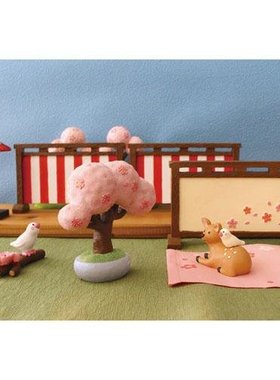 猫部杂货樱花文鸟斑比倒酒摆件