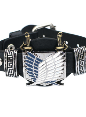 手链艾伦进击的巨人动漫周边跨境新品宽皮朋克手带手饰